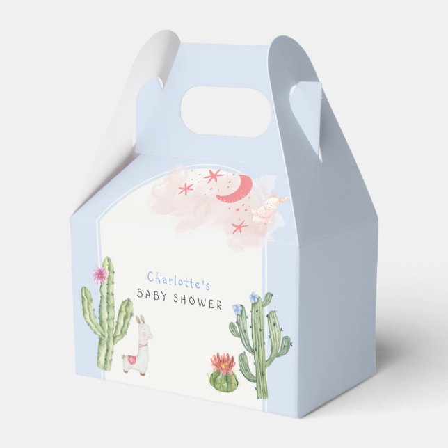 Caixinha De Lembrancinhas Chá de fraldas de Brinquedos de Arco Azul Cactus (Frente)