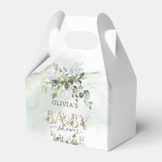 Caixinha De Lembrancinhas Chá de fraldas de cartas de ouro com folha verde m