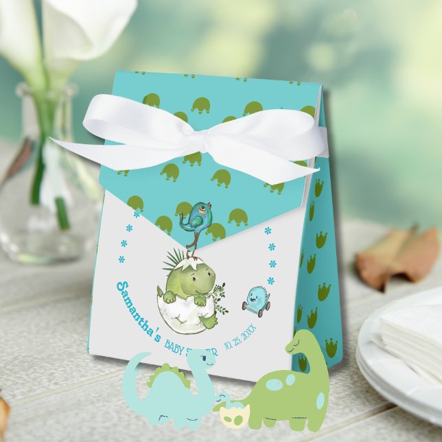 Caixinha De Lembrancinhas Chá de fraldas de Dino de Óculos (Cute Hatching Dino Baby Shower Favor Boxes)