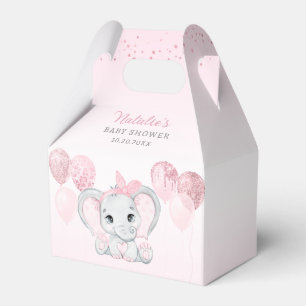 Caixinha De Lembrancinhas Chá de fraldas de Elefante Cuja Cor da Água é Rosa