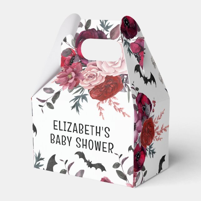 Caixinha De Lembrancinhas Chá de fraldas de Flores do Halloween Bats (Frente)