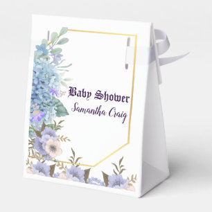 Caixinha De Lembrancinhas Chá de fraldas de Hydrangea Azul Flor Azul de Past