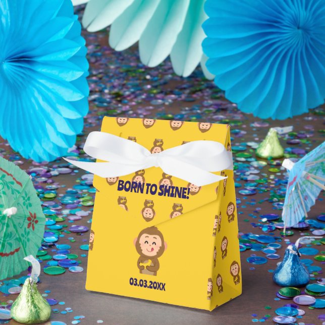 Caixinha De Lembrancinhas Chá de fraldas de Menino do Macaco Bonito (Festa)