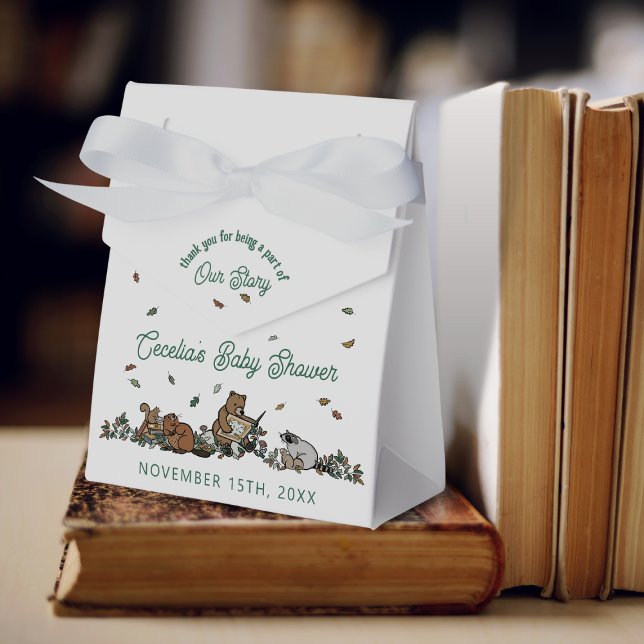 Caixinha De Lembrancinhas Chá de fraldas de Mensagens Pessoais do Woodland S (Woodland Storybook Baby Shower Personalized Favor Boxes)