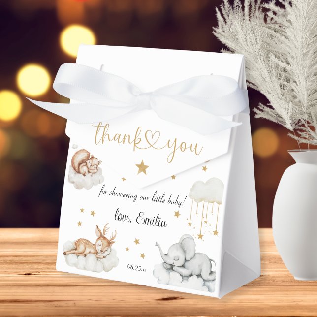 Caixinha De Lembrancinhas Chá de fraldas de Nuvem de Animais Neutro Adorável (Criador carregado)