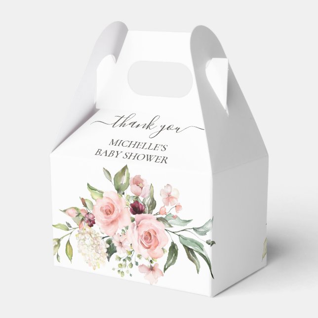 Caixinha De Lembrancinhas Chá de fraldas de Rosas Rosa Obrigado (Verso)