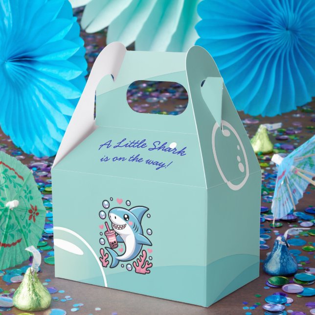 Caixinha De Lembrancinhas Chá de fraldas de tubarão-doce, branco, azul Kawai (Festa)