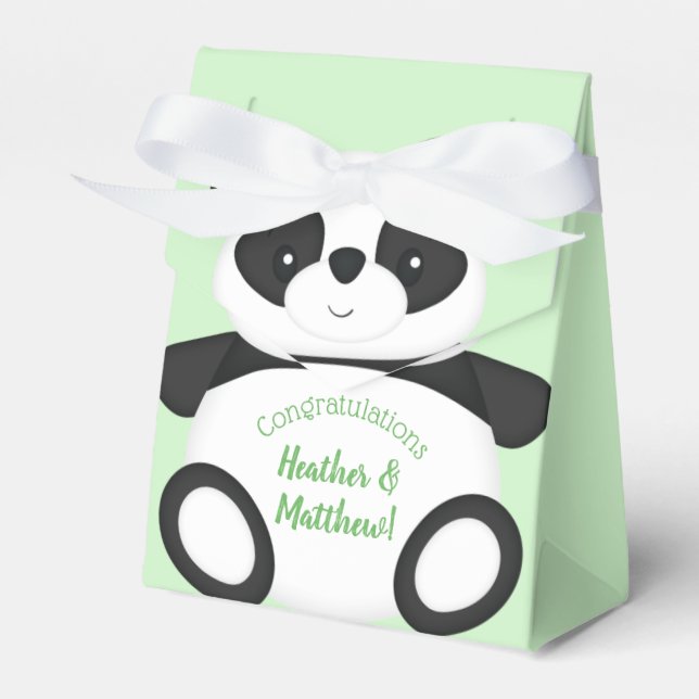 Caixinha De Lembrancinhas Chá de fraldas de Urso Verde Panda (Frente)