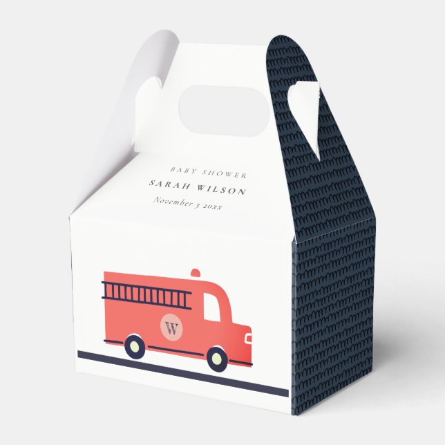 Caixinha De Lembrancinhas Chá de fraldas do motor de combate a incêndios com (Frente)