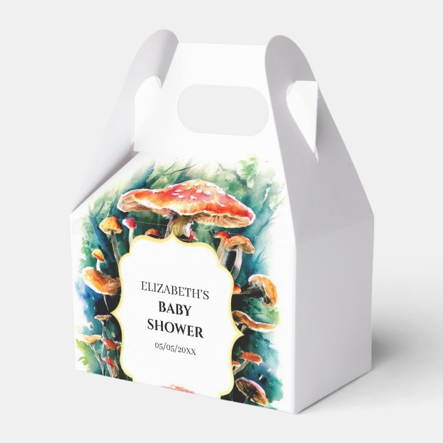 Caixinha De Lembrancinhas Chá de fraldas do Pequeno Boho Mushroom (Frente)