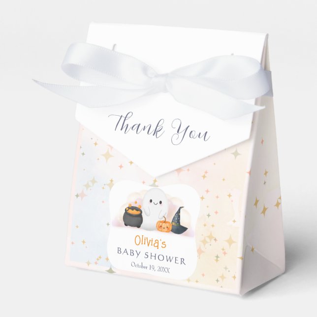 Caixinha De Lembrancinhas Chá de fraldas do Pequeno Boo Halloween (Frente)