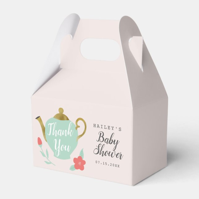 Caixinha De Lembrancinhas Chá de fraldas Do Tea Party Floral Obrigado (Frente)