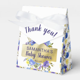 Caixinha De Lembrancinhas Chá de fraldas Dourado Floral Roxo Elegante