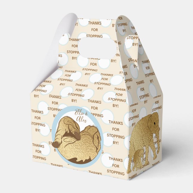 Caixinha De Lembrancinhas Chá de fraldas Elefante Mãe e Bebê (Frente)