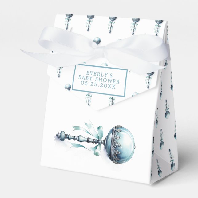 Caixinha De Lembrancinhas Chá de fraldas Elegante Blue Baby Rattle (Frente)