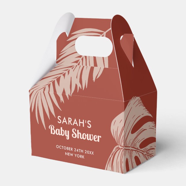 Caixinha De Lembrancinhas Chá de fraldas Elegante Boho Tropical Leaves (Frente)