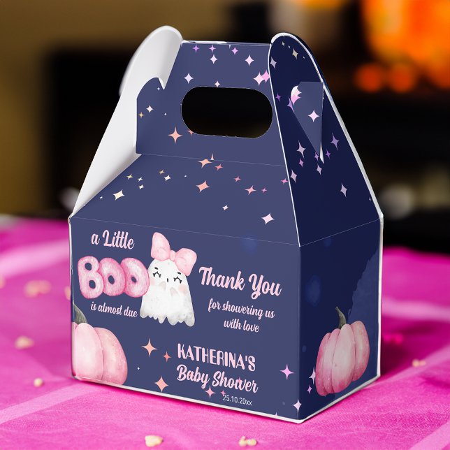 Caixinha De Lembrancinhas Chá de fraldas fantasma da menina do Dia das Bruxa (Little boo Halloween baby girl ghost baby shower Favor Box pink and blue favor box)
