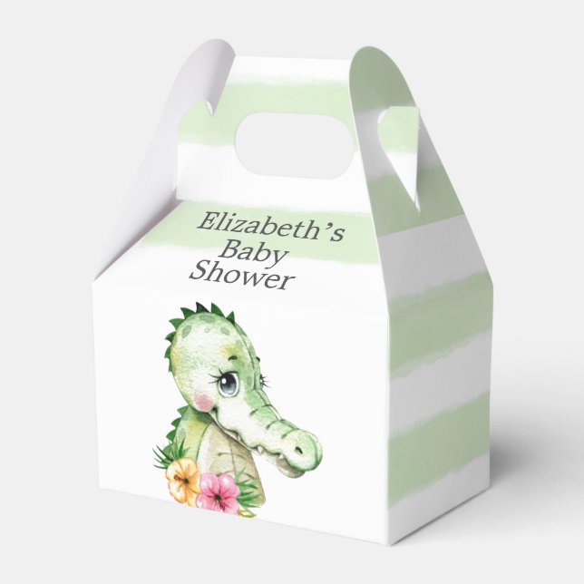 Caixinha De Lembrancinhas Chá de fraldas Floral de Aquarela de Alligador de  (Frente)