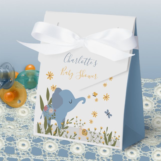 Caixinha De Lembrancinhas Chá de fraldas Floral De Bebês Cachos (Cute Wild Animal Elephant Giraffe Baby Shower Favor Boxes ©Susanne Sachers - Sunny Mind Design 🌞)