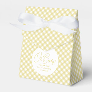 Caixinha De Lembrancinhas Chá de fraldas gingham amarelo, neutro em sexo