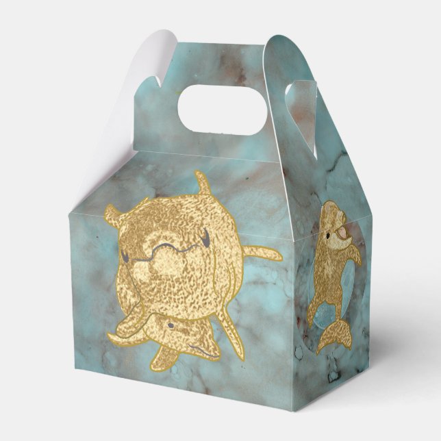 Caixinha De Lembrancinhas Chá de fraldas Golfinhos Mãe e Bebê (Frente)