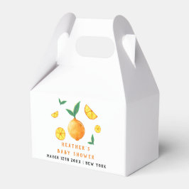 Caixinha De Lembrancinhas Chá de fraldas Laranja de Citrus Modern Watercor