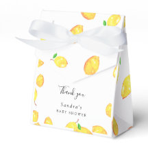 Chá de fraldas Lemon Elegante Obrigado Script