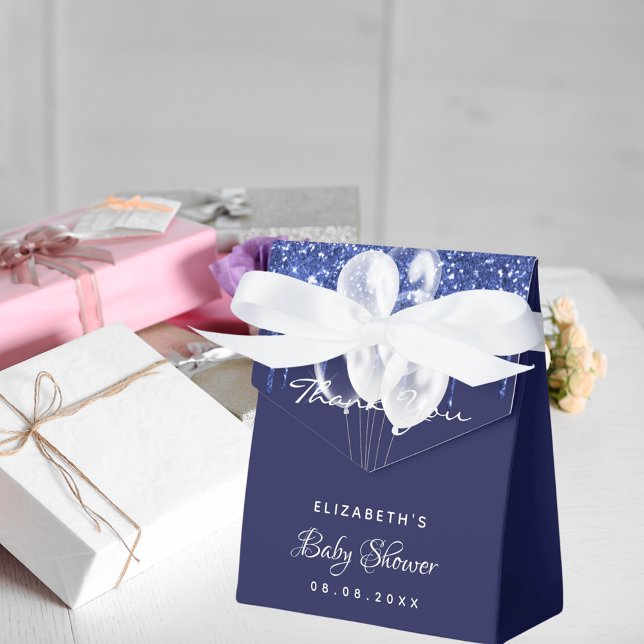 Caixinha De Lembrancinhas Chá de fraldas marinho balões brancos azuis obriga (Criador carregado)