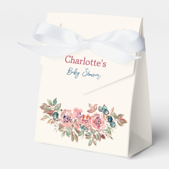 Caixinha De Lembrancinhas Chá de fraldas Moderno Rosa e Azul (Frente)