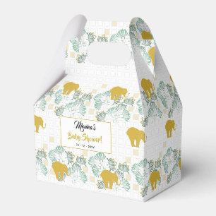 Caixinha De Lembrancinhas Chá de fraldas Neutro da Selva Floral do Elefante