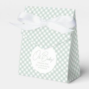 Caixinha De Lembrancinhas Chá de fraldas neutro gingham verde-gingham de fai