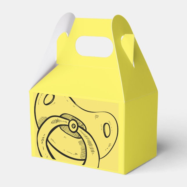 Caixinha De Lembrancinhas Chá de fraldas Pacificador Favor Box Amarelo (Frente)