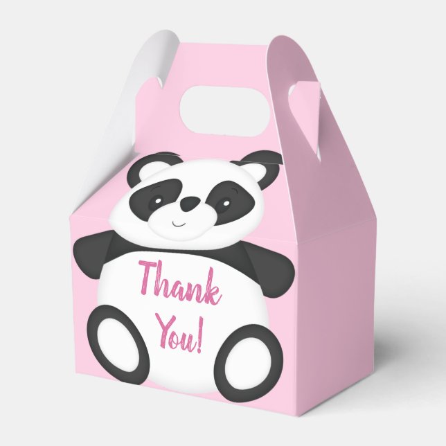 Caixinha De Lembrancinhas Chá de fraldas Panda Bear Rosa (Frente)