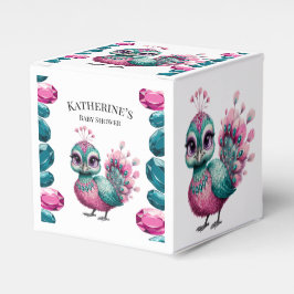 Caixinha De Lembrancinhas Chá de fraldas Pavão-de-Pavão-de-Joel-Rosa e-Teal