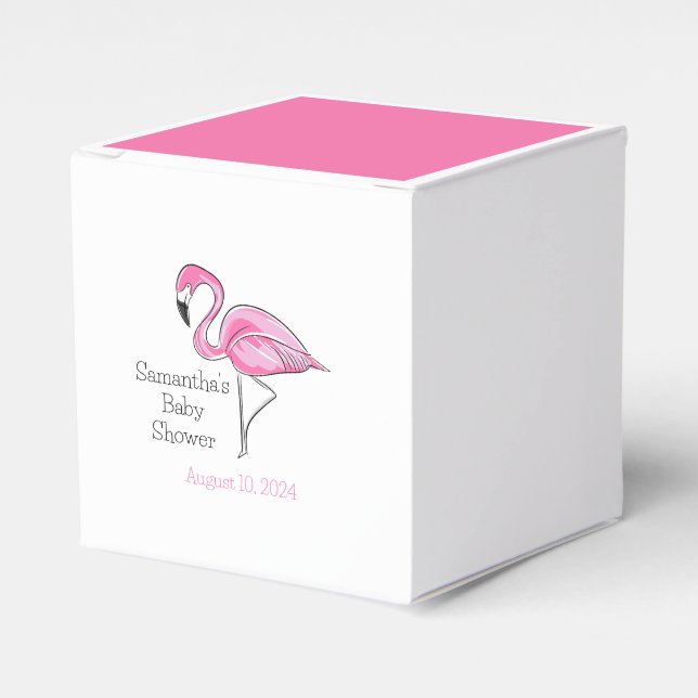 Caixinha De Lembrancinhas Chá de fraldas Personalizado Flamingo Rosa (Frente)