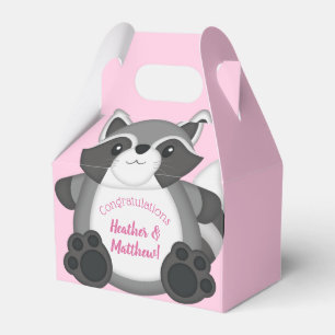 Caixinha De Lembrancinhas Chá de fraldas Raccoon Rosa