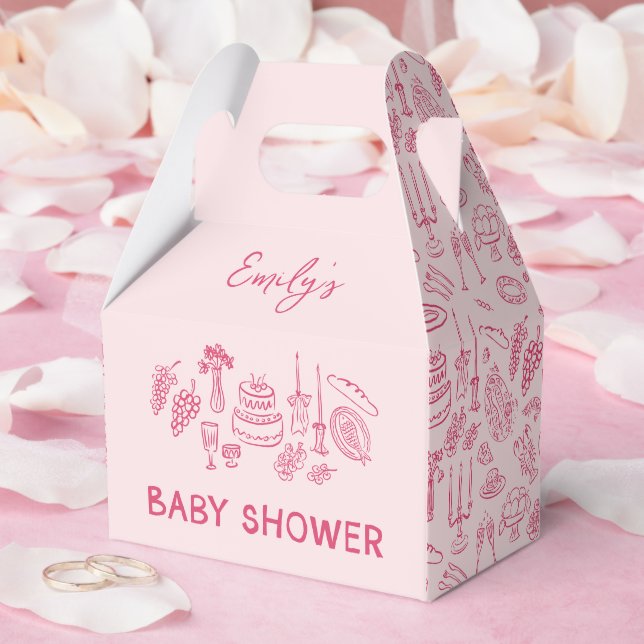Caixinha De Lembrancinhas Chá de fraldas rosa-bolinho-de-mão (Casamento)