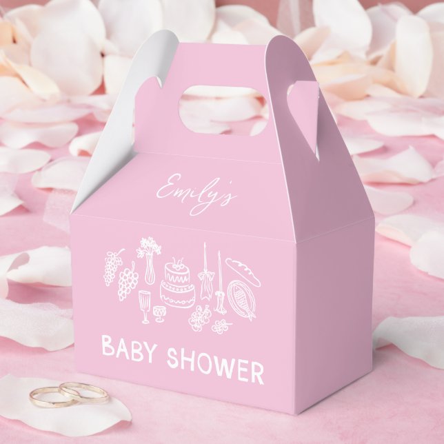 Caixinha De Lembrancinhas Chá de fraldas rosa-bolinho-de-mão (Casamento)