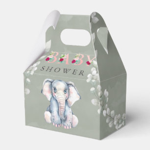 Caixinha De Lembrancinhas Chá de fraldas Rosa Eucalyptus, Elefante Cinto 