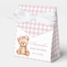 Chá de fraldas Rosa Gingham Teddy Bear