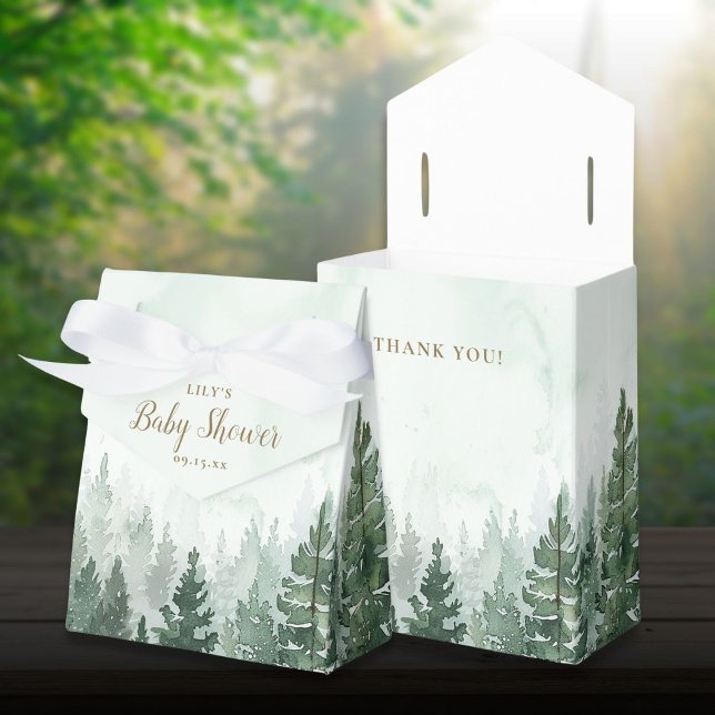 Caixinha De Lembrancinhas Chá de fraldas Rustic Pine Tree Forest (Rustic Pine Tree Forest Baby Shower Favor Boxes)