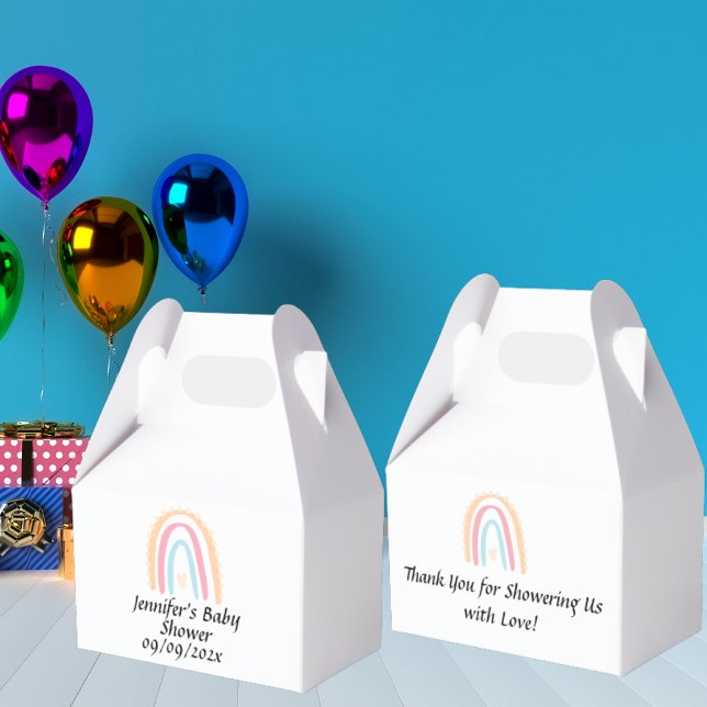 Caixinha De Lembrancinhas Chá de fraldas Rústico Elegante Arco-Íris Neutro e (Criador carregado)