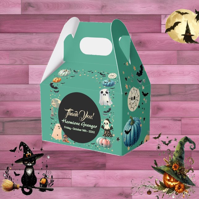 Caixinha De Lembrancinhas Chá de fraldas Spooktacular de Pumpkin do Pequeno  (Little BOO Ghost Pumpkin Spooktacular Baby Shower Favor Boxes)