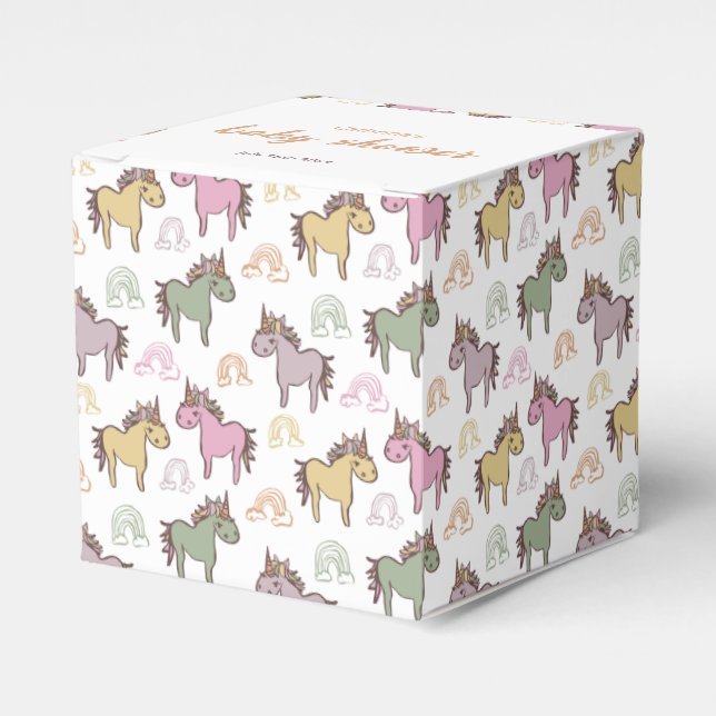 Caixinha De Lembrancinhas Chá de fraldas Unicórnio Sexo Neutro (Frente)