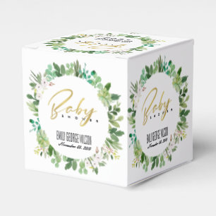 CAIXINHA DE LEMBRANCINHAS CHÁ DE FRALDAS WATERCOLOR SUCCULENTO DE FOLIAGEM