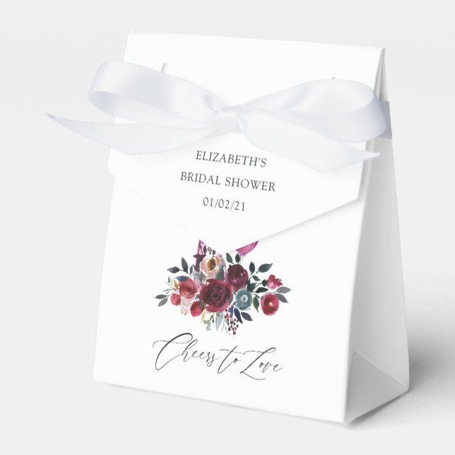 Caixinha De Lembrancinhas Chá de Noiva Boho Burgundy e Vinho Tinto Tasting (Frente)