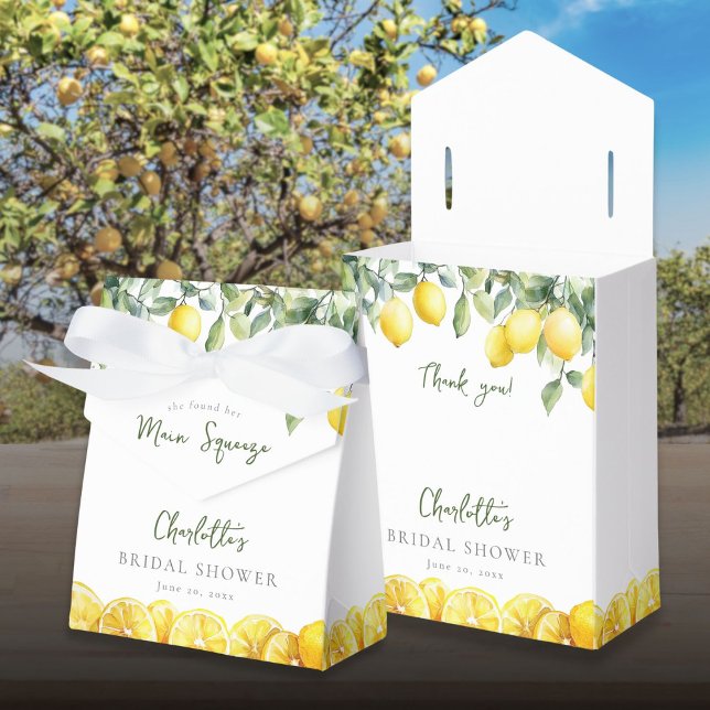 Caixinha De Lembrancinhas Chá de Noiva de Limões em Aquarela Main Squeeze (Main Squeeze Watercolor Lemons Bridal Shower Favor Boxes)