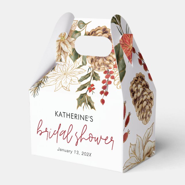 Caixinha De Lembrancinhas Chá de Noiva de Natal de Inverno (Frente)