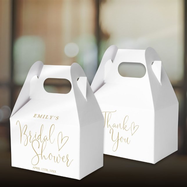 Caixinha De Lembrancinhas Chá de Noiva em Caligrafia Dourada (Gold Script Calligraphy Bridal Shower Favor Boxes)