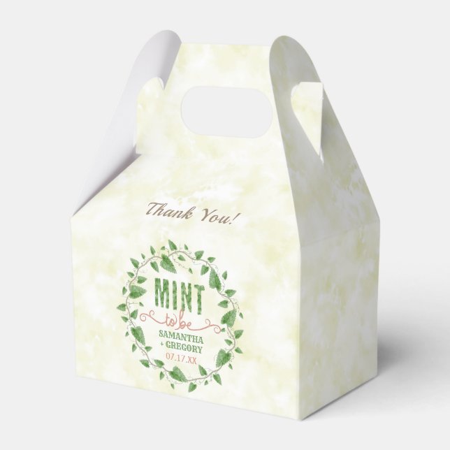 Caixinha De Lembrancinhas Chá de Noiva Hortelã para Ser Coroa de Folhas Aqua (Frente)
